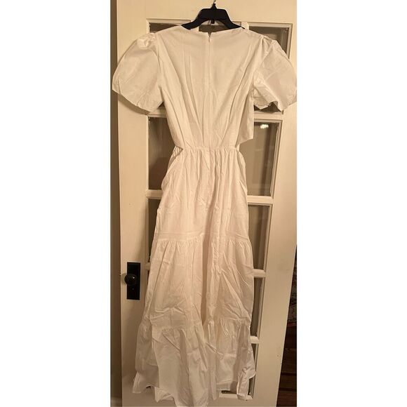 WAYF Plaza Cut Out Tiered Maxi cotton white Dress large - Picture 8 of 8